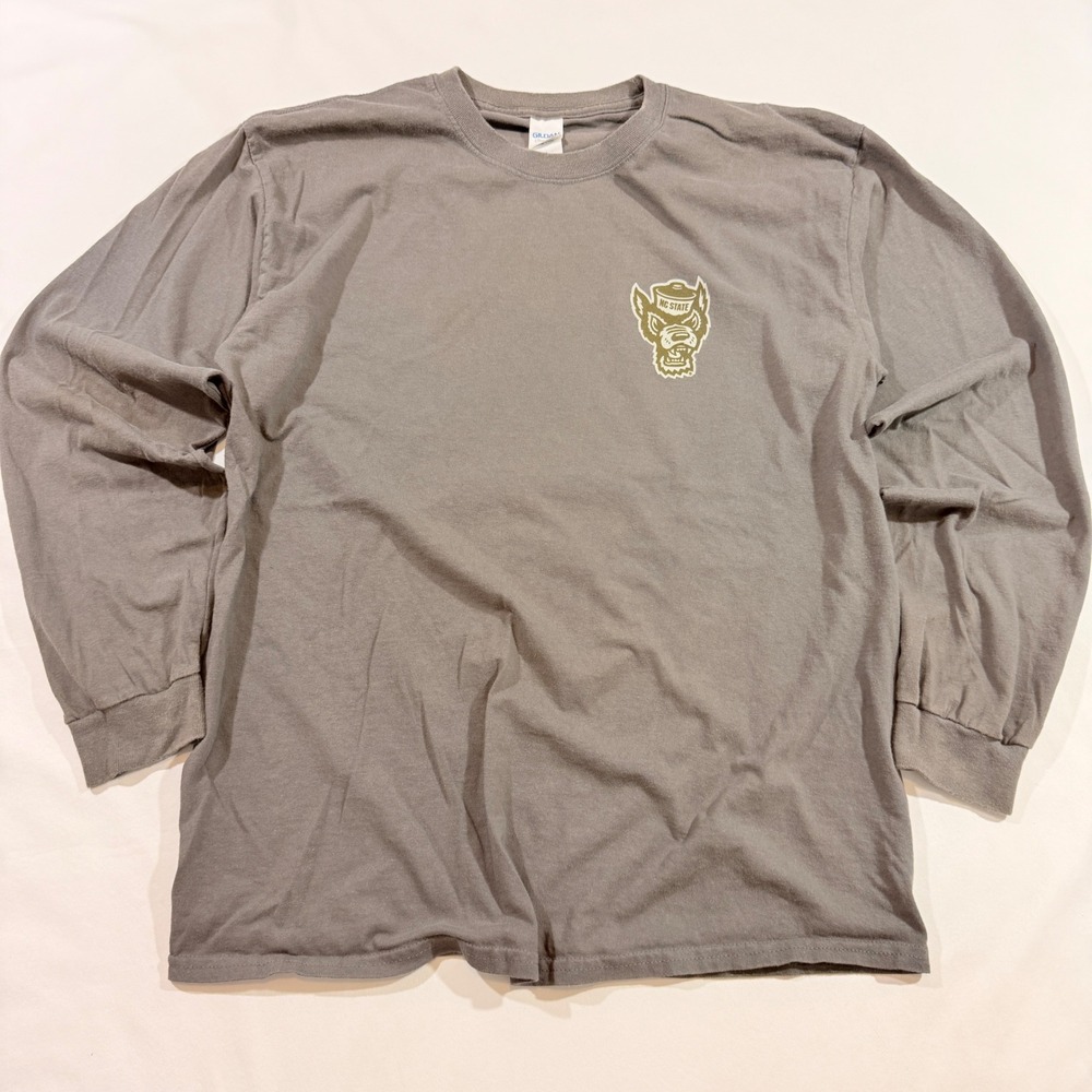 Gildan NC State Wolfpack Long Sleeve T-Shirt Men Large Gray Tradition Graphic